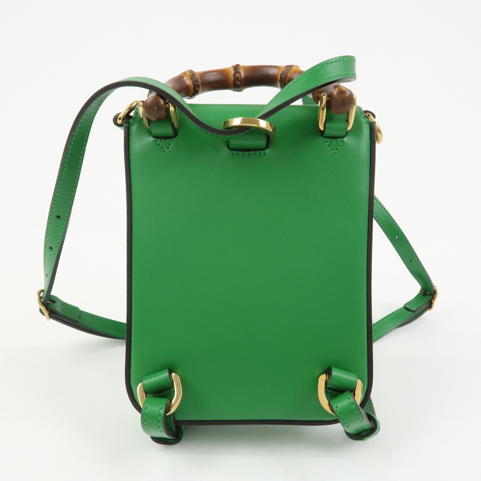 GUCCI Bamboo Leather 2Way Bag Backpack Shoulder Bag Green 702106