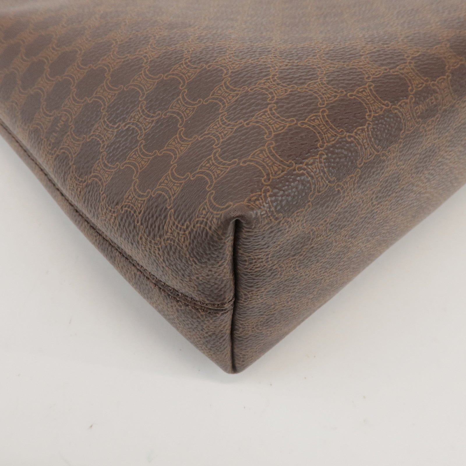 CELINE Macadam PVC Canvas Leather Tote Bag Shoulder Bag Brown