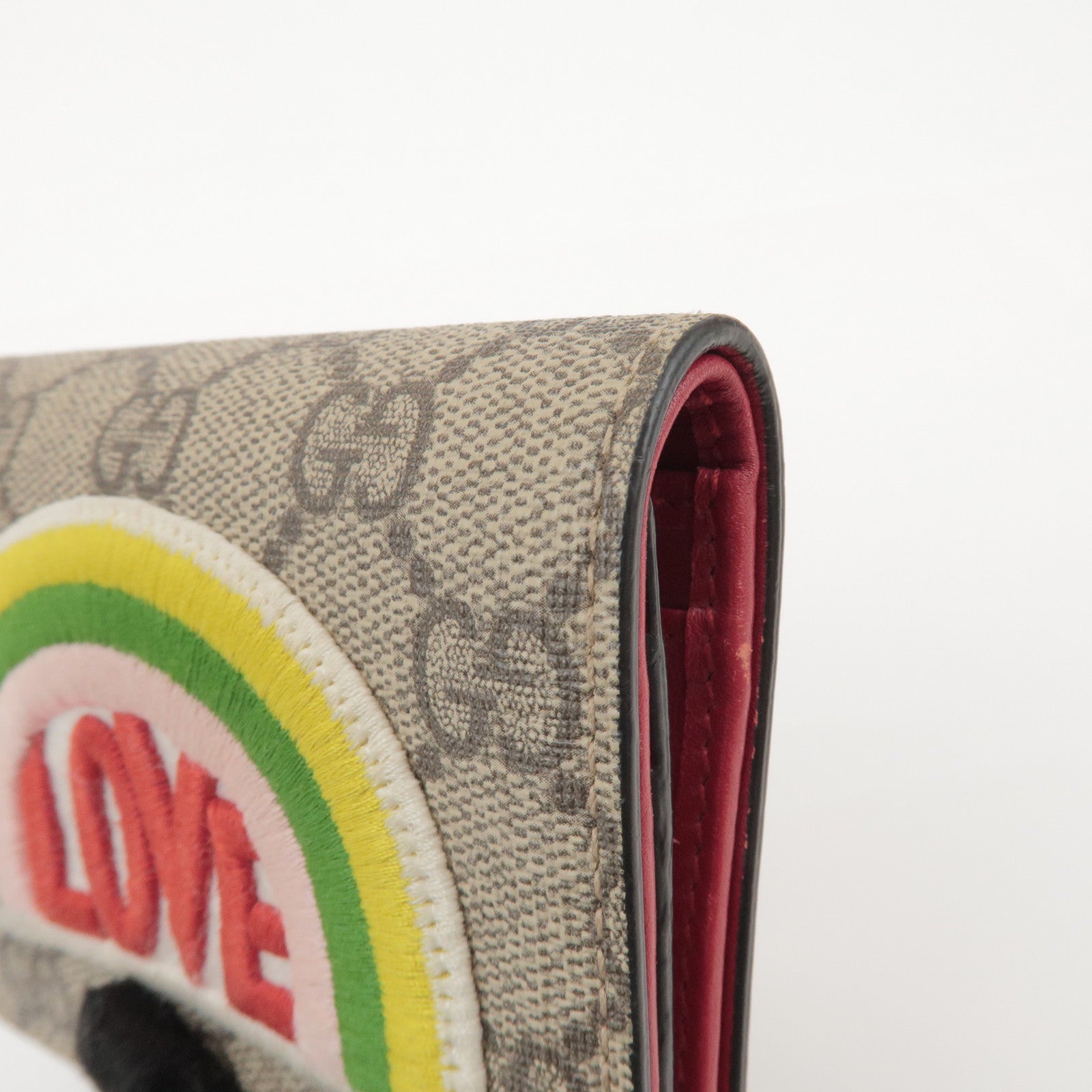 GUCCI LOVE Rainbow GG Supreme PVC Leather Compact Wallet 476412