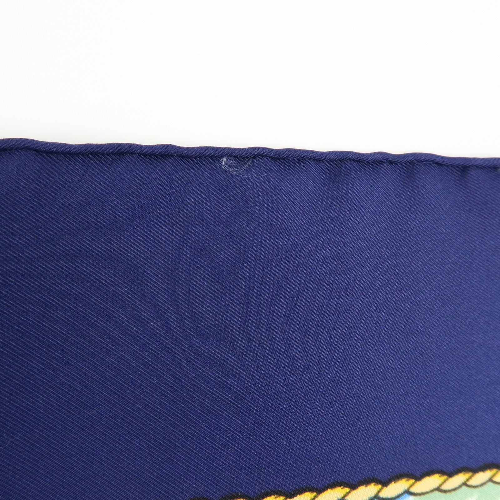 HERMES Carre 90 Silk 100% Scarf VIVE LE VENT Navy Blue Yellow White