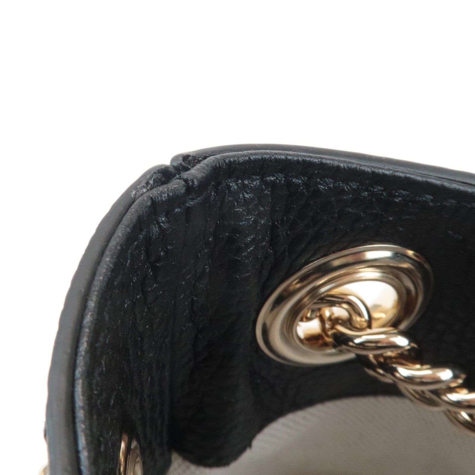 GUCCI SOHO Leather Chain Shoulder Tote Bag Black 536196 Used