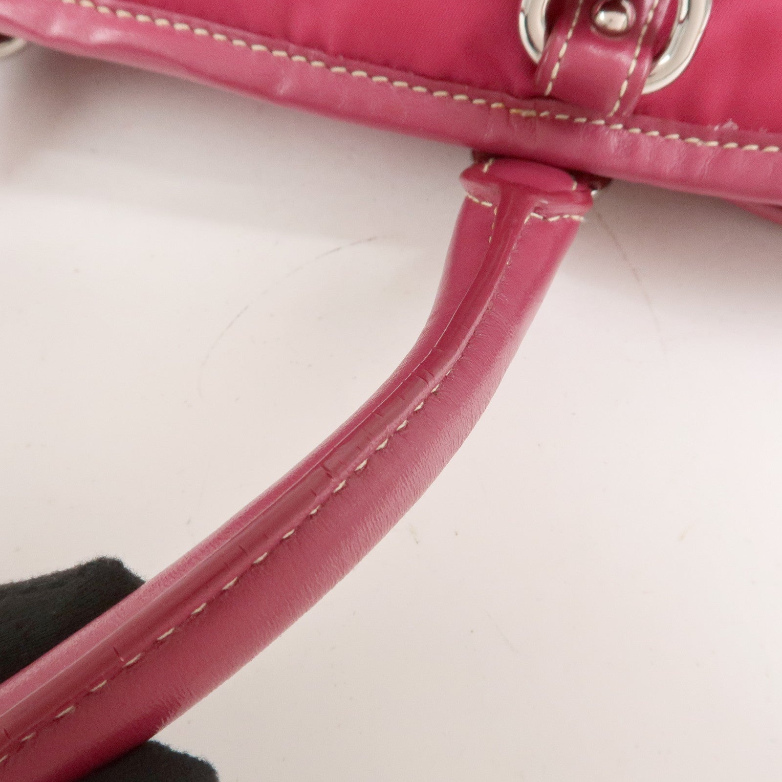 PRADA Logo Nylon Leather 2Way Bag Tote Bag Shoulder Bag Pink BN1841