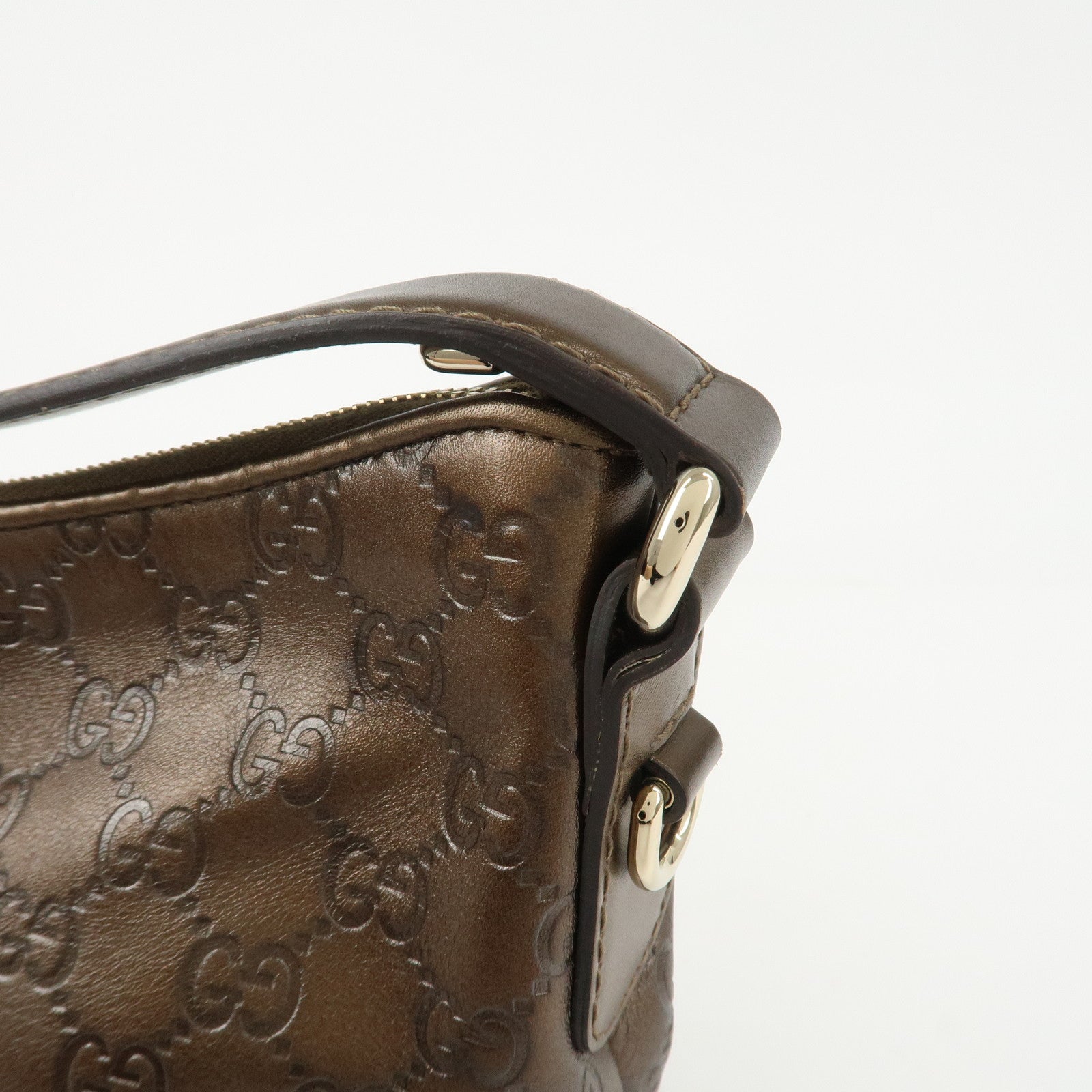 GUCCI Guccissima Bamboo Leather Shoulder Bag Hand Bag Bronze 269959