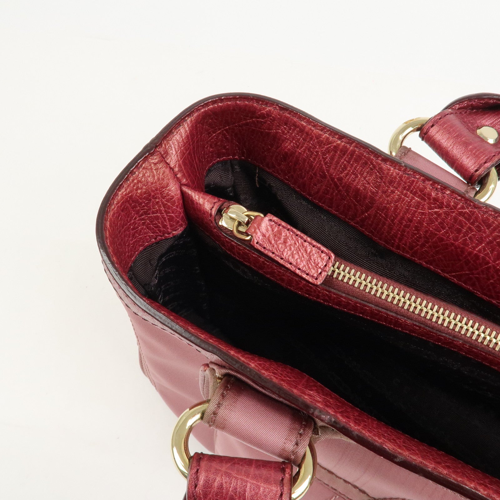 CELINE Logo Nylon Leather Boogie Bag Hand Bag Pink