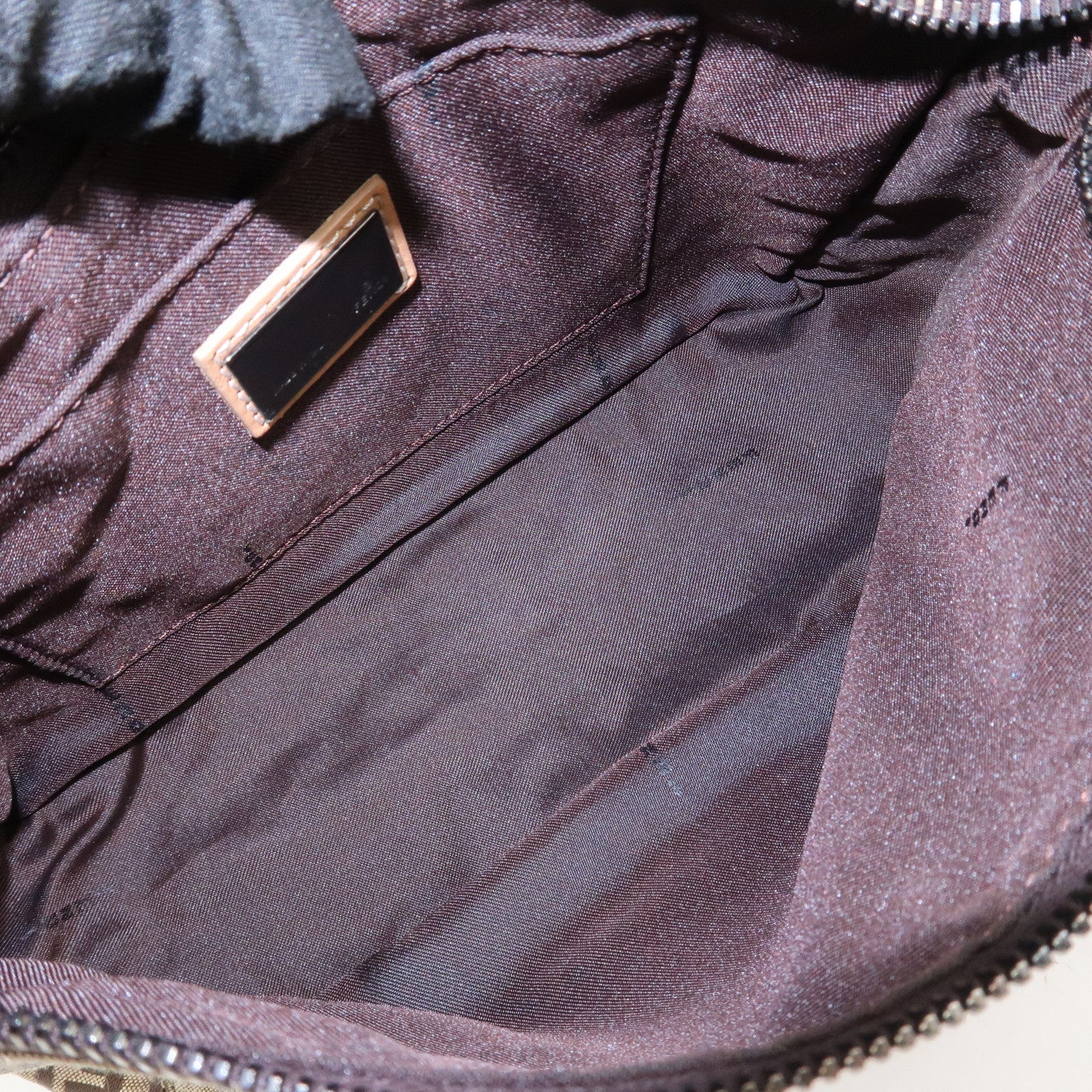 FENDI Zucchino Canvas Leather Shoulder Bag Hand Bag Brown 8BR156