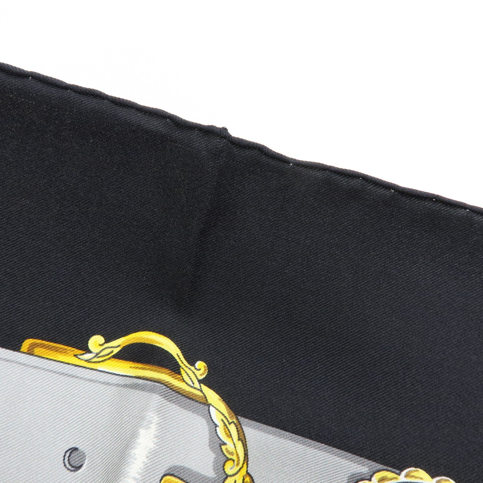 HERMES Carre 90 Silk 100% Scarf CHEVAUX DE TRAIT Black Gold Beige