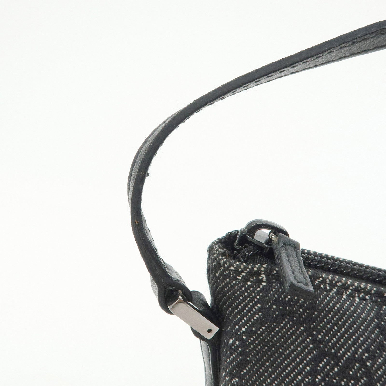 GUCCI Boat Bag GG Denim Leather Hand Bag Navy Black 07198