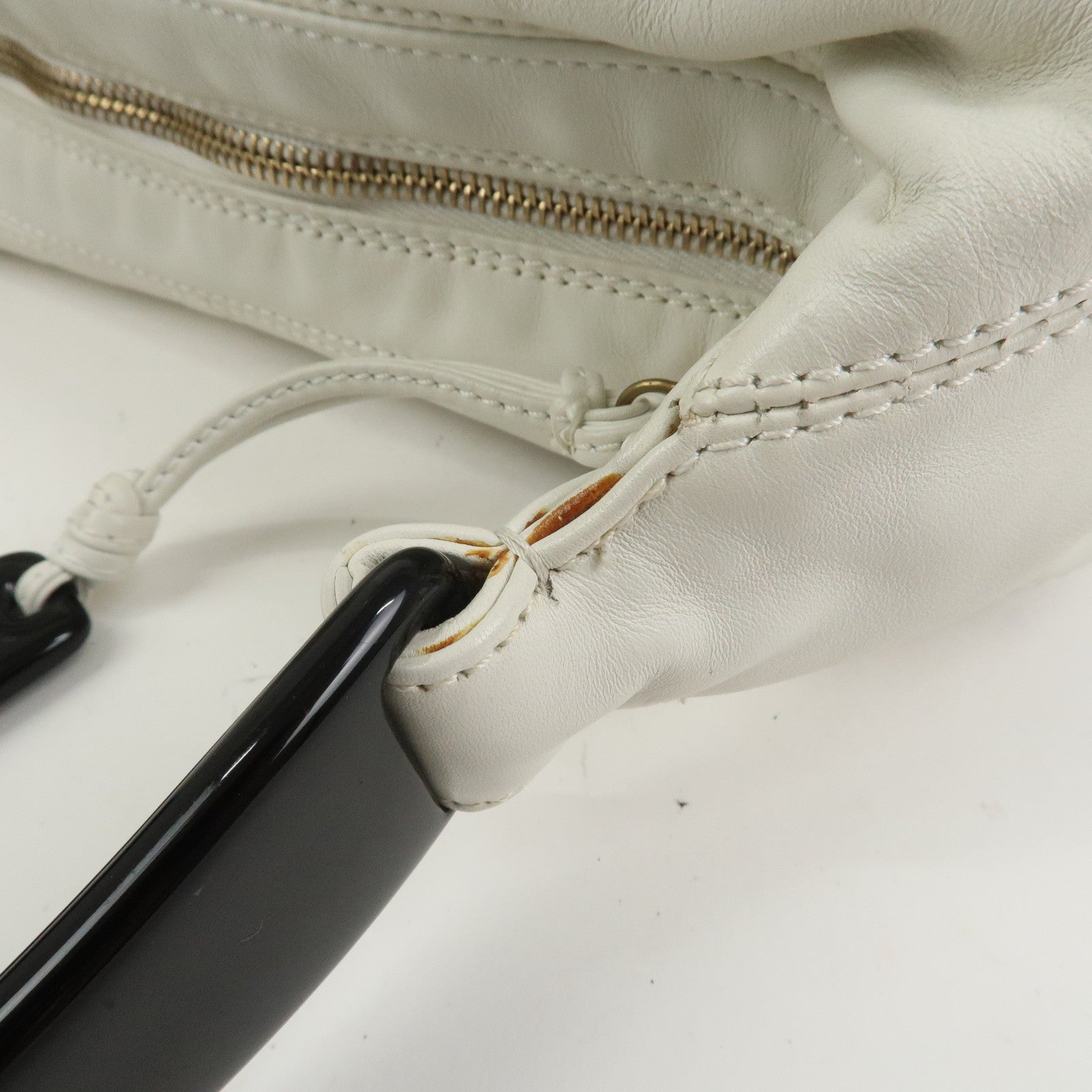 CHANEL Lamb skin Plastic Shoulder Bag Hand Bag White Black
