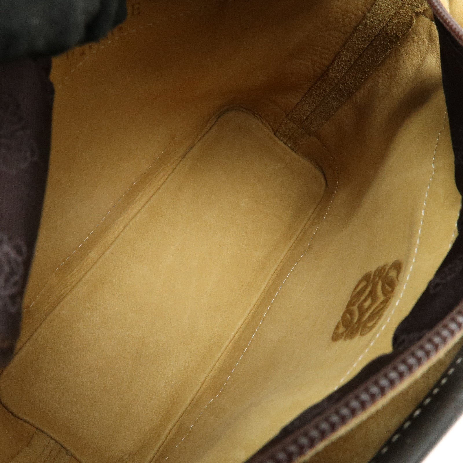 LOEWE Anagram Suede Calf Leather Hand Bag Tote Bag Brown