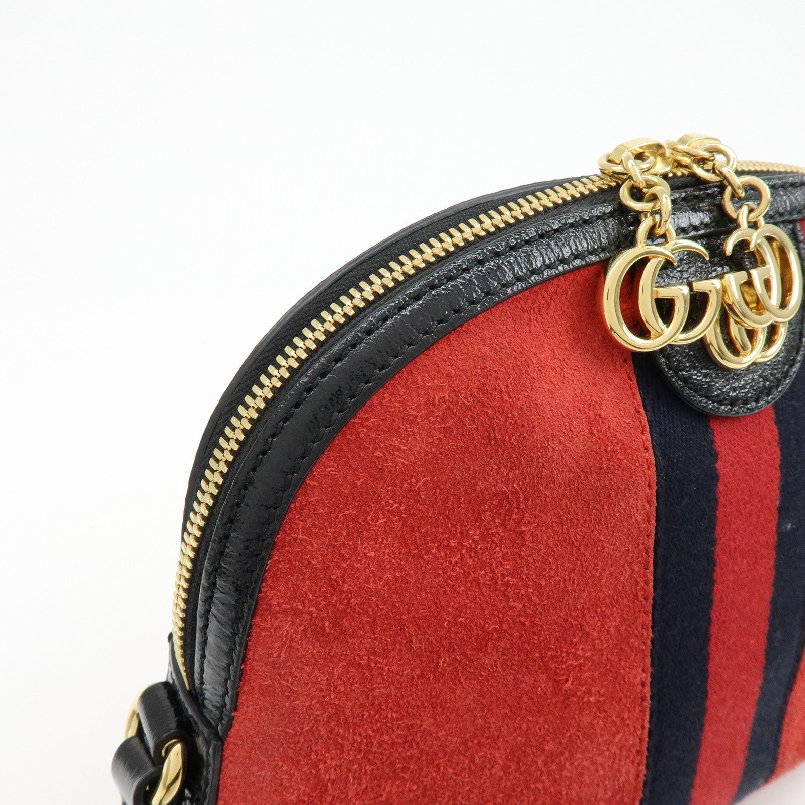 GUCCI Sherry Suede Leather Shoulder Crossbody Bag Red Navy 499621