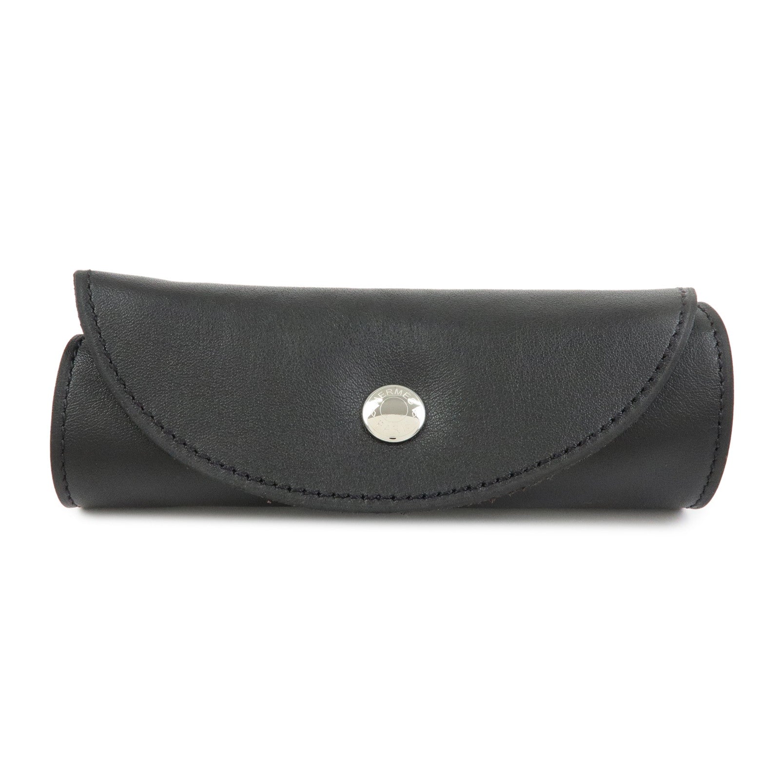 HERMES Leather Fur Shoes Polishing Glove Black