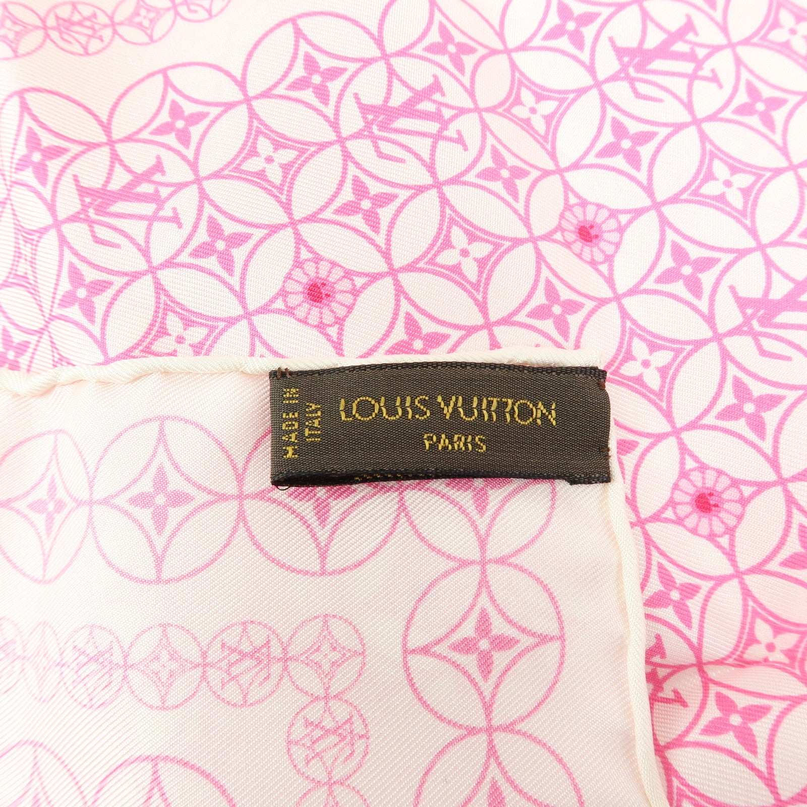 Louis Vuitton Silk 100% Scarf Murakami White Pink