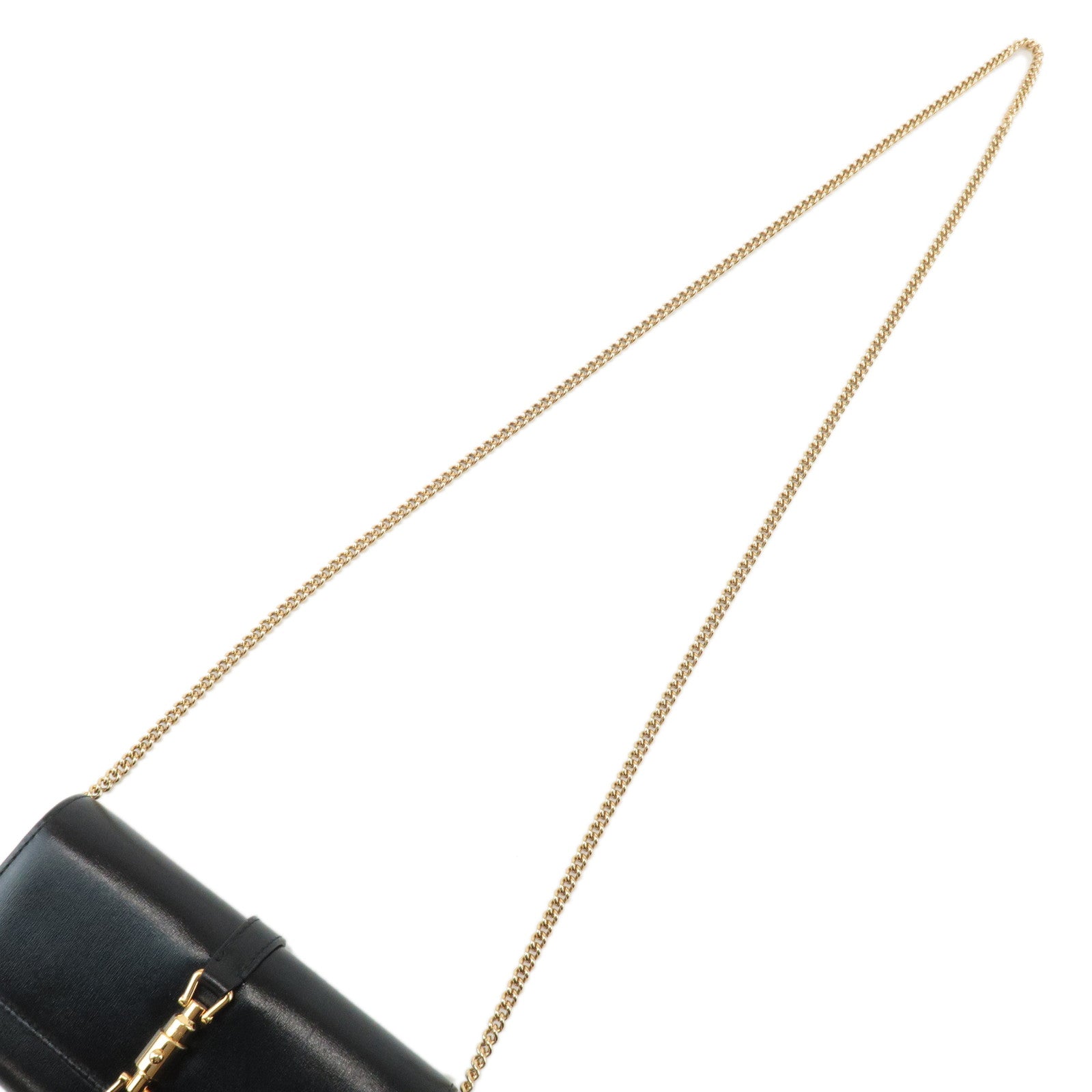 GUCCI Jackie 1961 Leather Chain Wallet WOC Black 652681.0416 Used