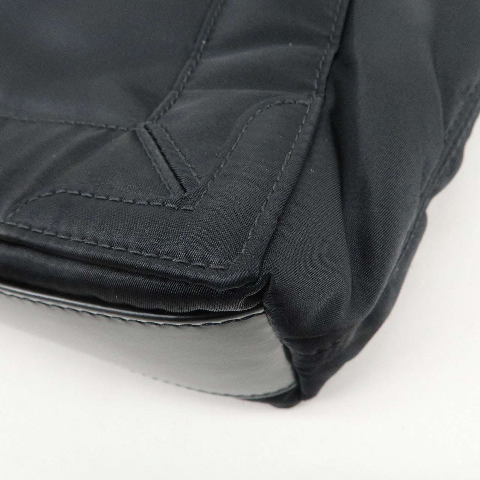 BALENCIAGA Navy Cabas XS Nylon Leather 2Way Bag Black 390346