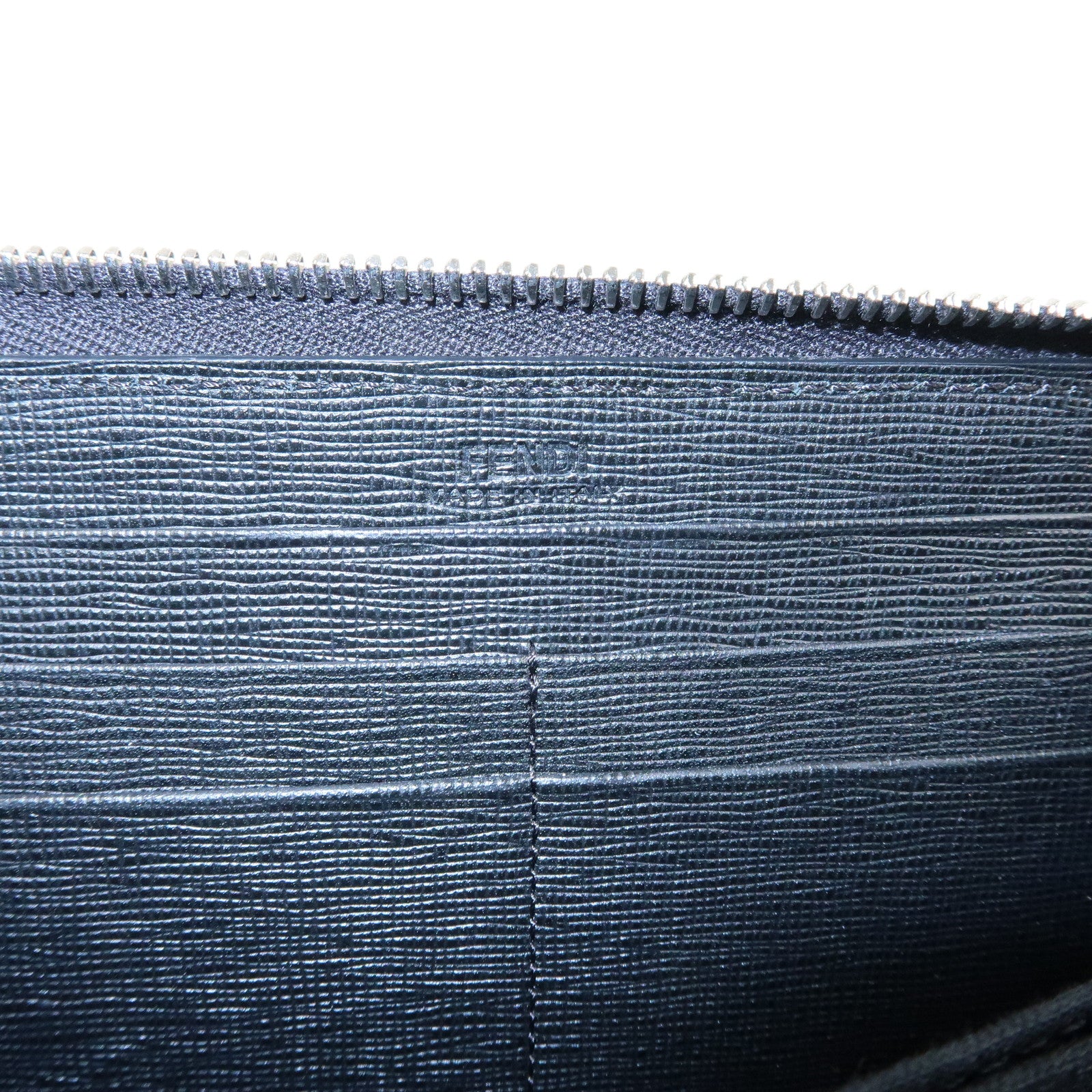 FENDI Leather Studs Zippy Long Wallet Black 8M0299
