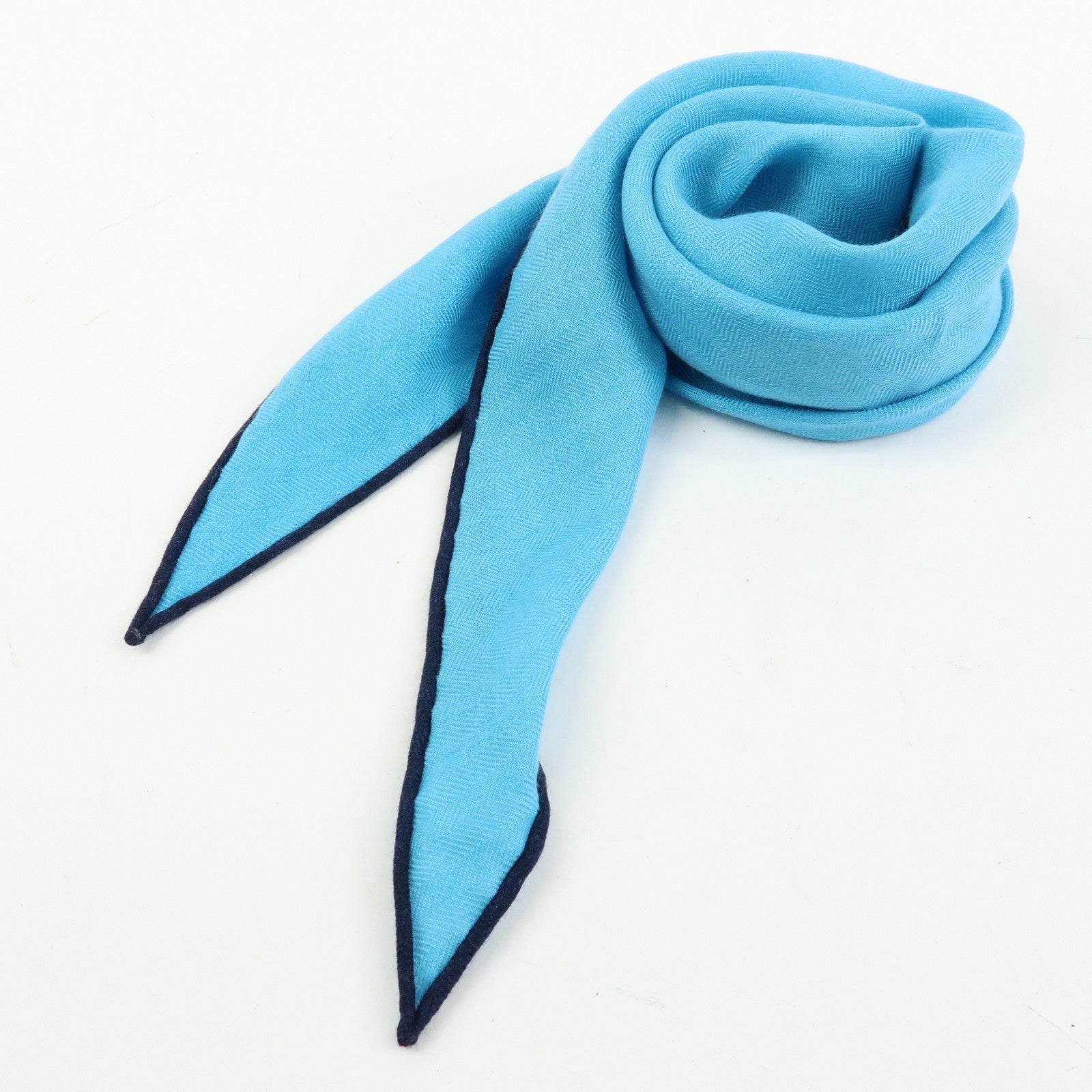 HERMES Cashmere Silk Rosange PM Scarf Blue