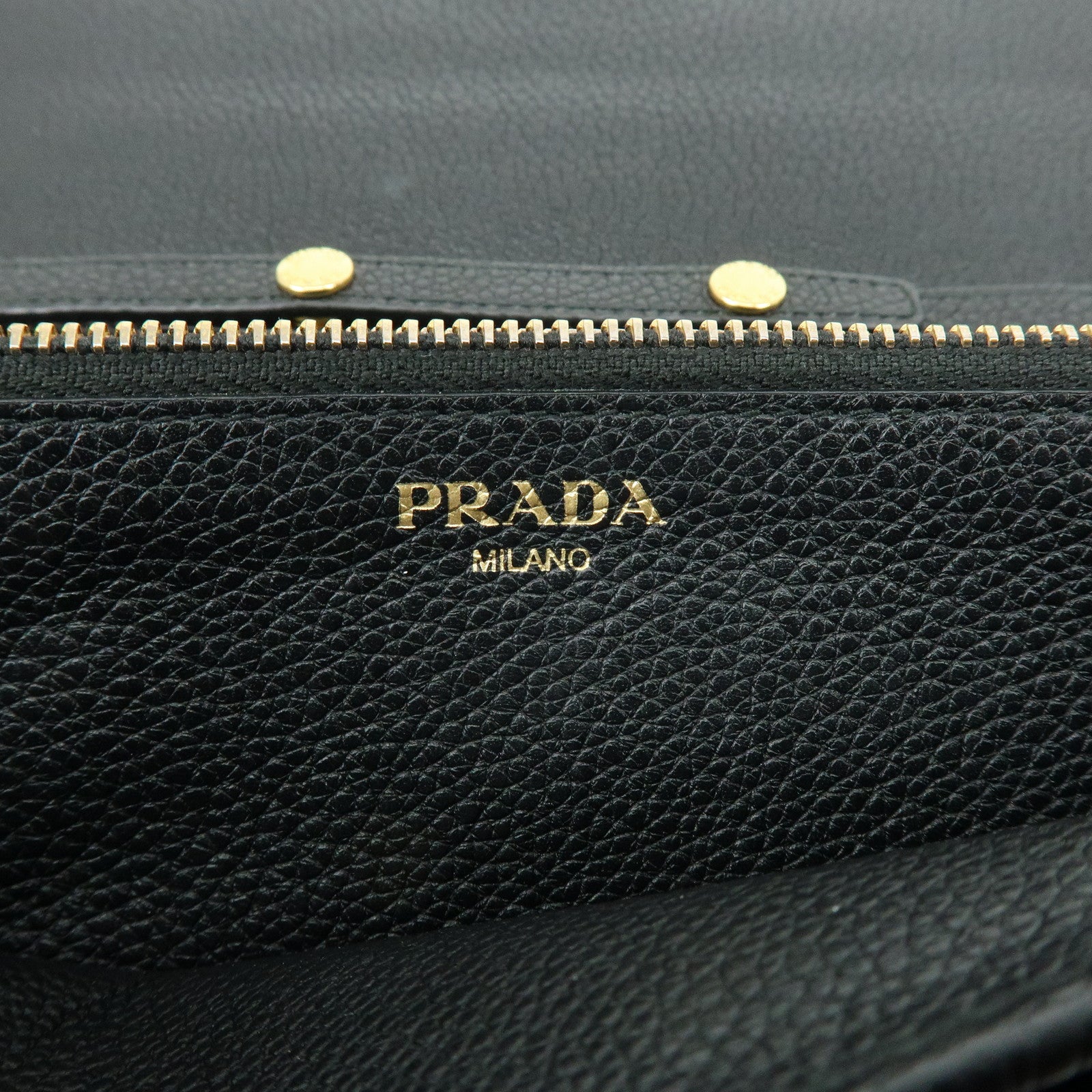 PRADA Saffiano Leather Chain Wallet Shoulder Bag Black 1M1290