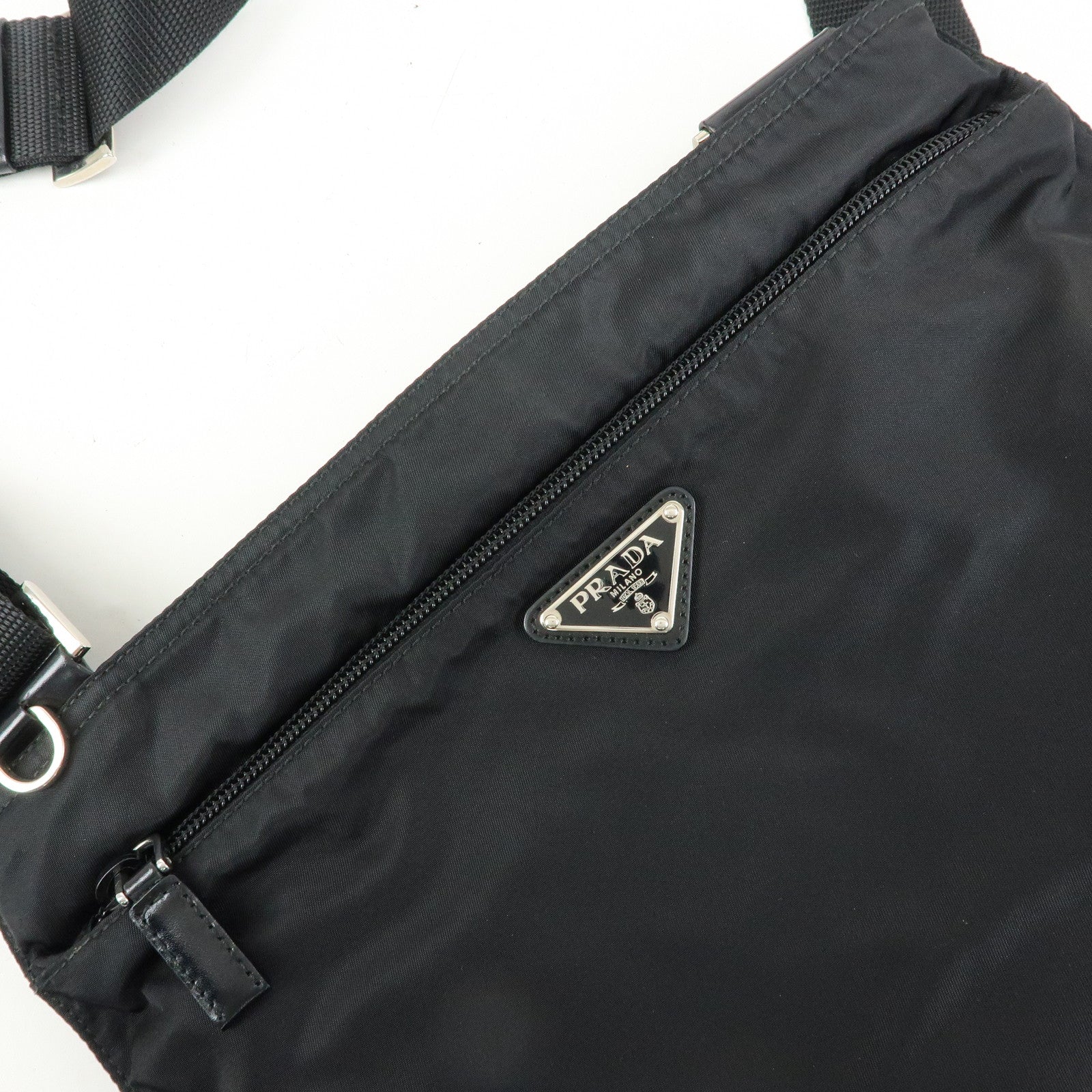 PRADA Triangle Logo Nylon Leather Shoulder Bag Crossbody Bag 2VH118