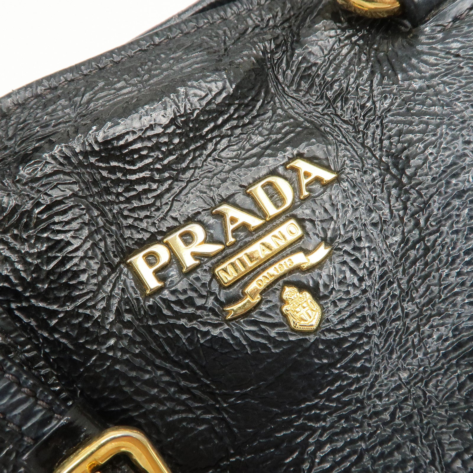 PRADA Logo Leather 2Way Tote Bag Shoulder Bag Black BN1713