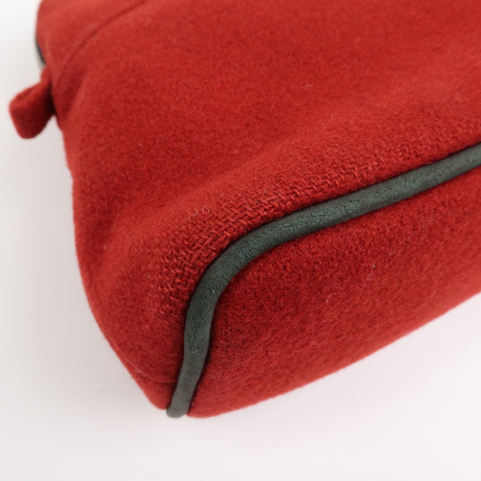 HERMES Wool 100% Leather Bolide Pouch MM Cosmetic Pouch Red