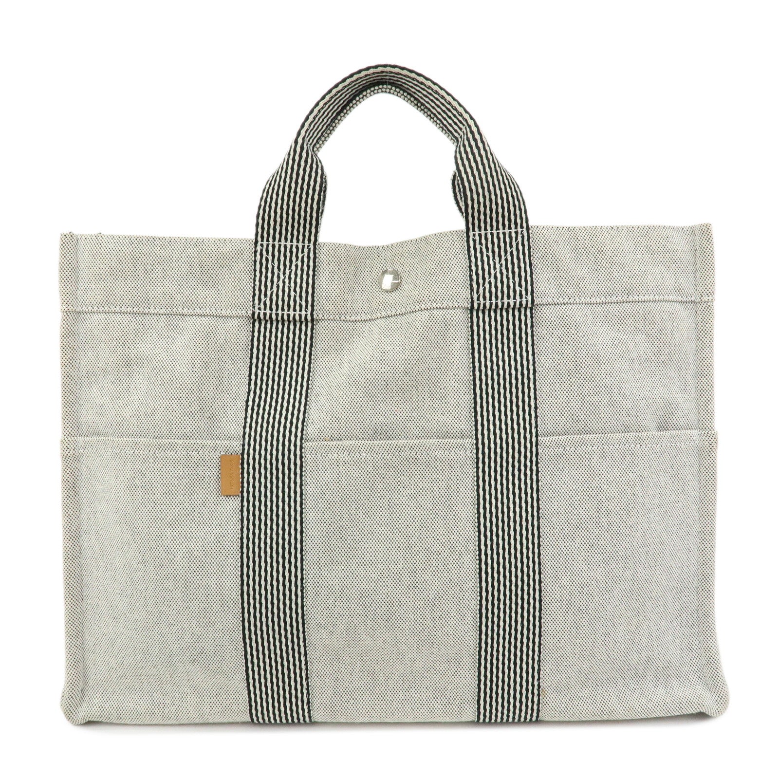 HERMES New Fourre Tout Canvas Tote Bag Hand Bag Gray