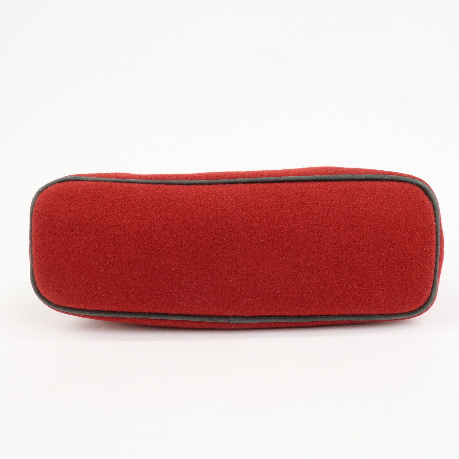 HERMES Wool 100% Leather Bolide Pouch MM Cosmetic Pouch Red