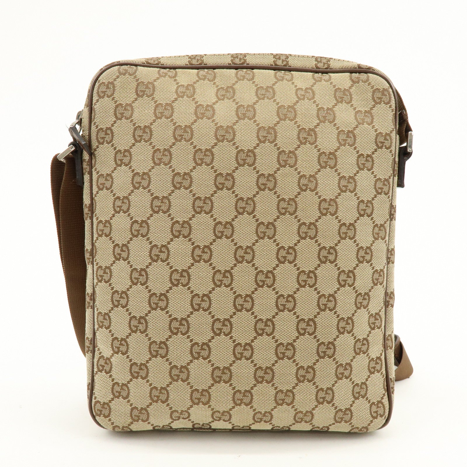 GUCCI GG Canvas Leather Shoulder Bag Crossbody Bag Brown 92551