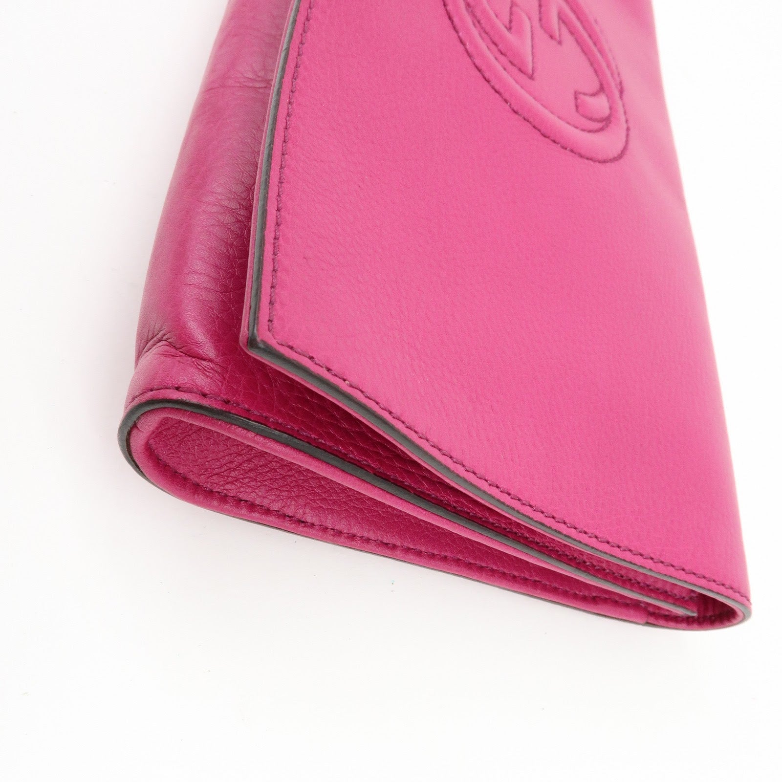 GUCCI SOHO Interlocking G Leather Tassel Clutch Bag Pink 336753