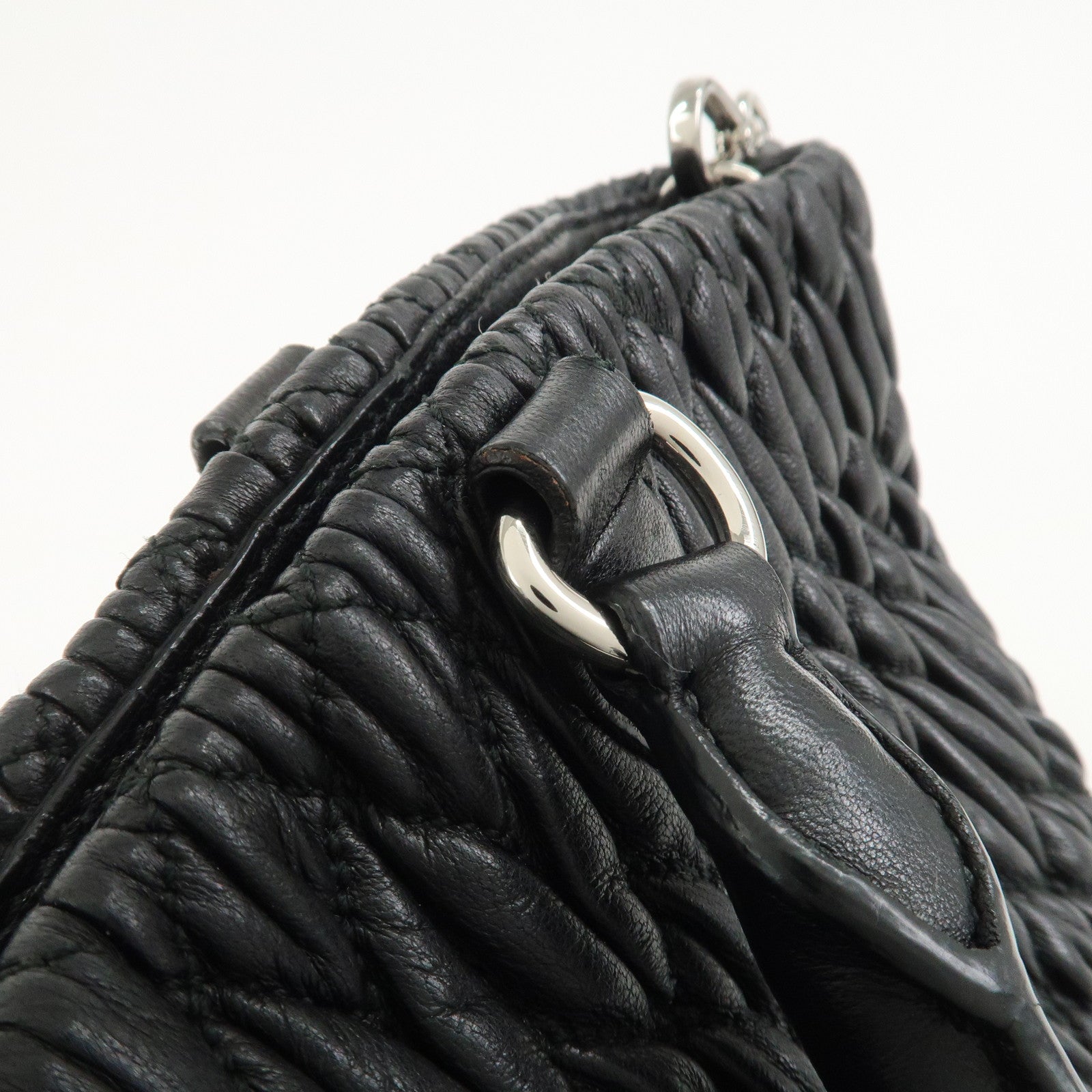 MIU MIU Matelasse Nappa Crystal 2Way Shoulder Bag Black 5BE896