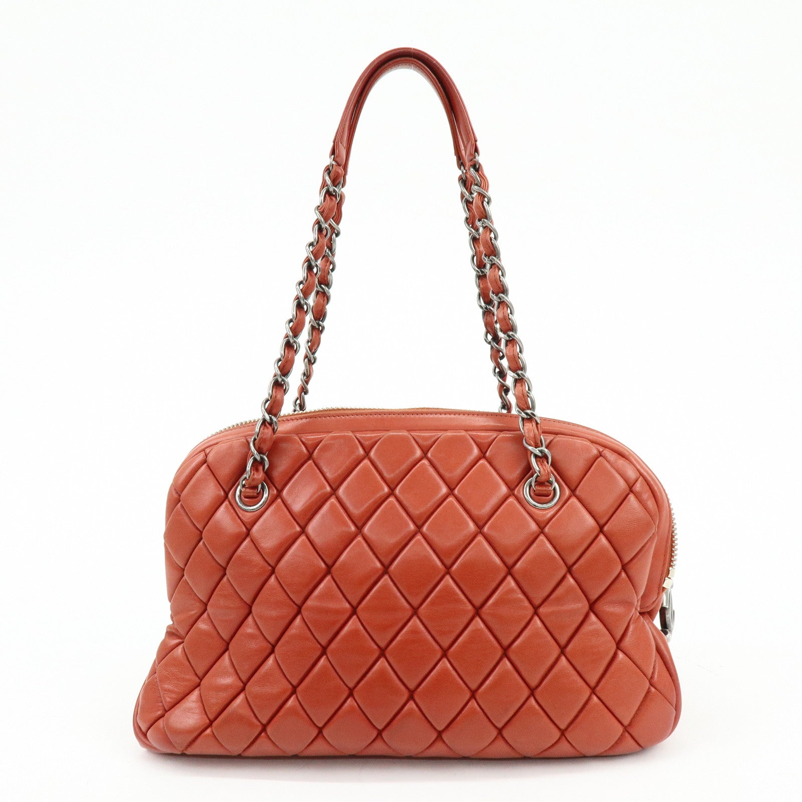 CHANEL Matelasse COCO Mark Lamb Skin Shoulder Bag Red