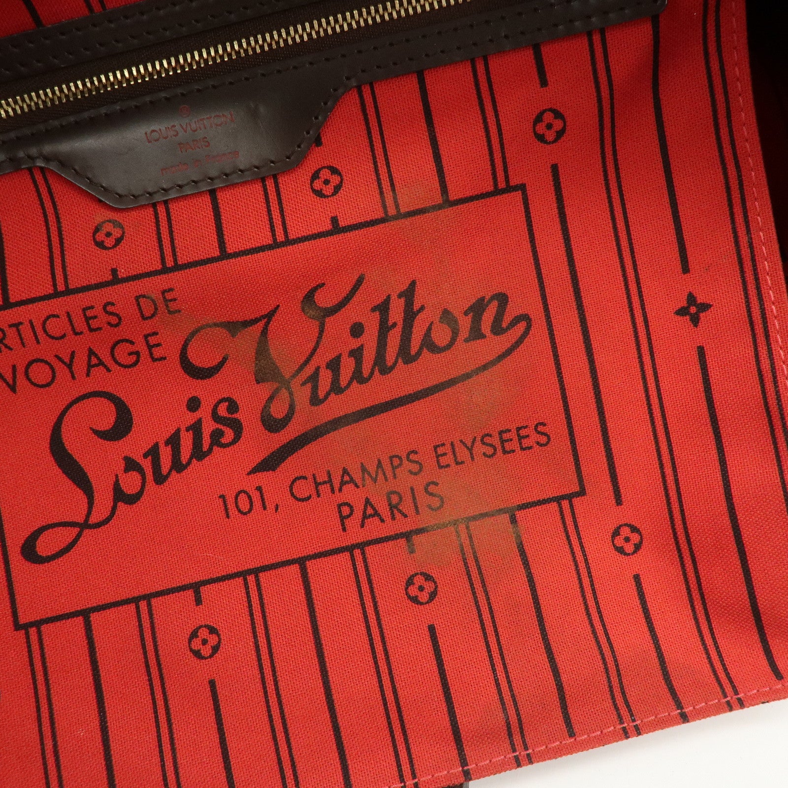 Louis Vuitton Damier Ebene Neverfull MM Tote Bag Cerise N41358