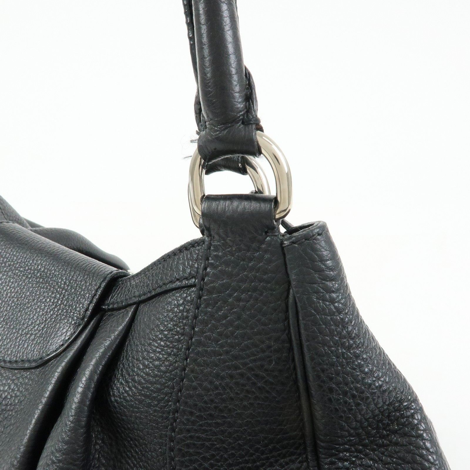 PRADA Sound Lock Leather Shoulder Bag Hand Bag Black B3595