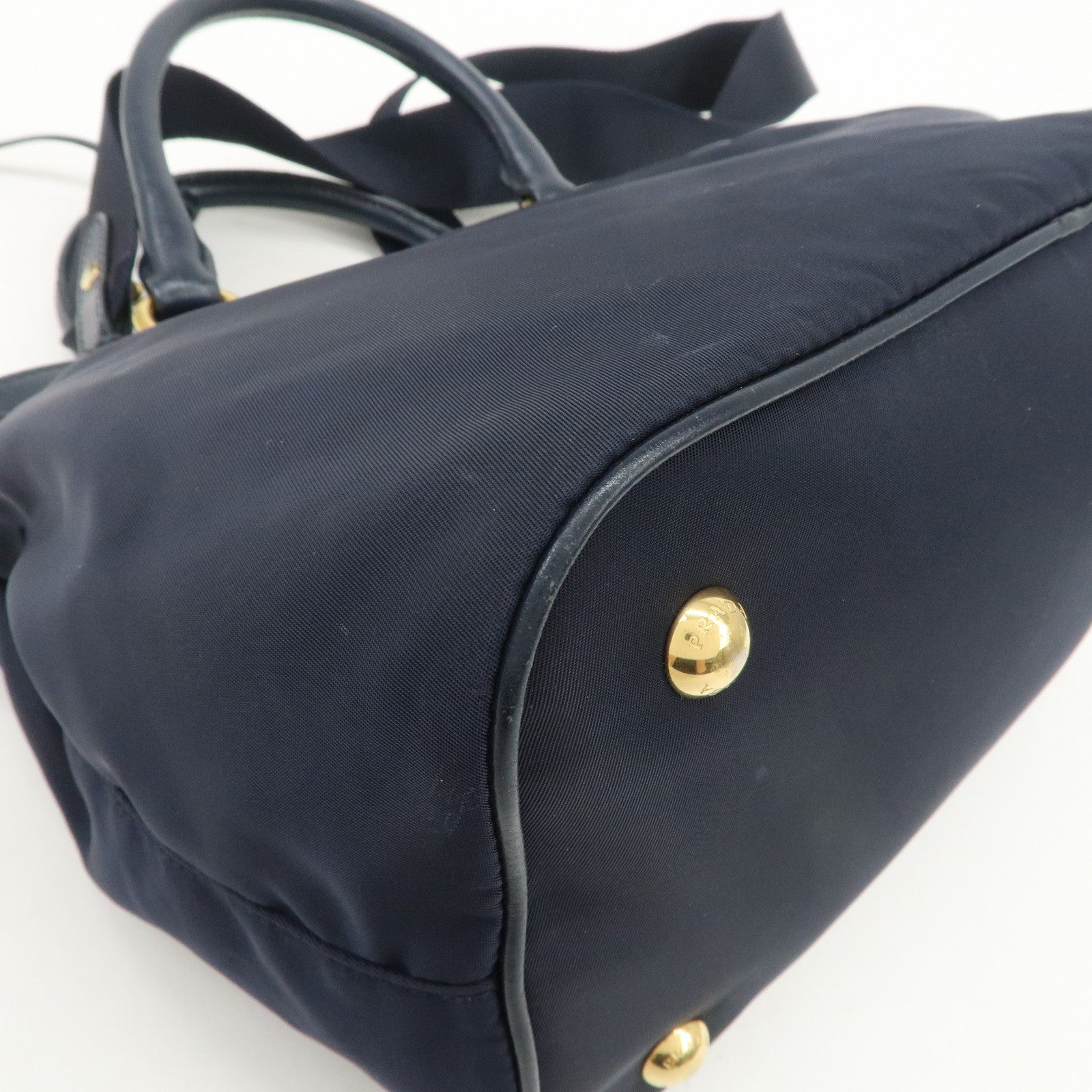 PRADA Logo Nylon 2Way Bag Hand Bag Shoulder Bag Navy 1BA172