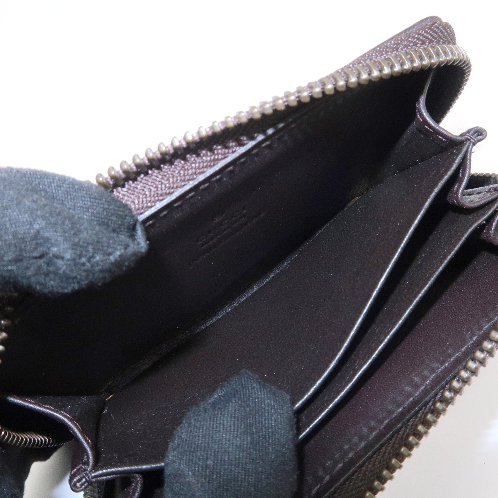 GUCCI Diamante Leather Coin Case Coin Wallet Brown Gold 337689