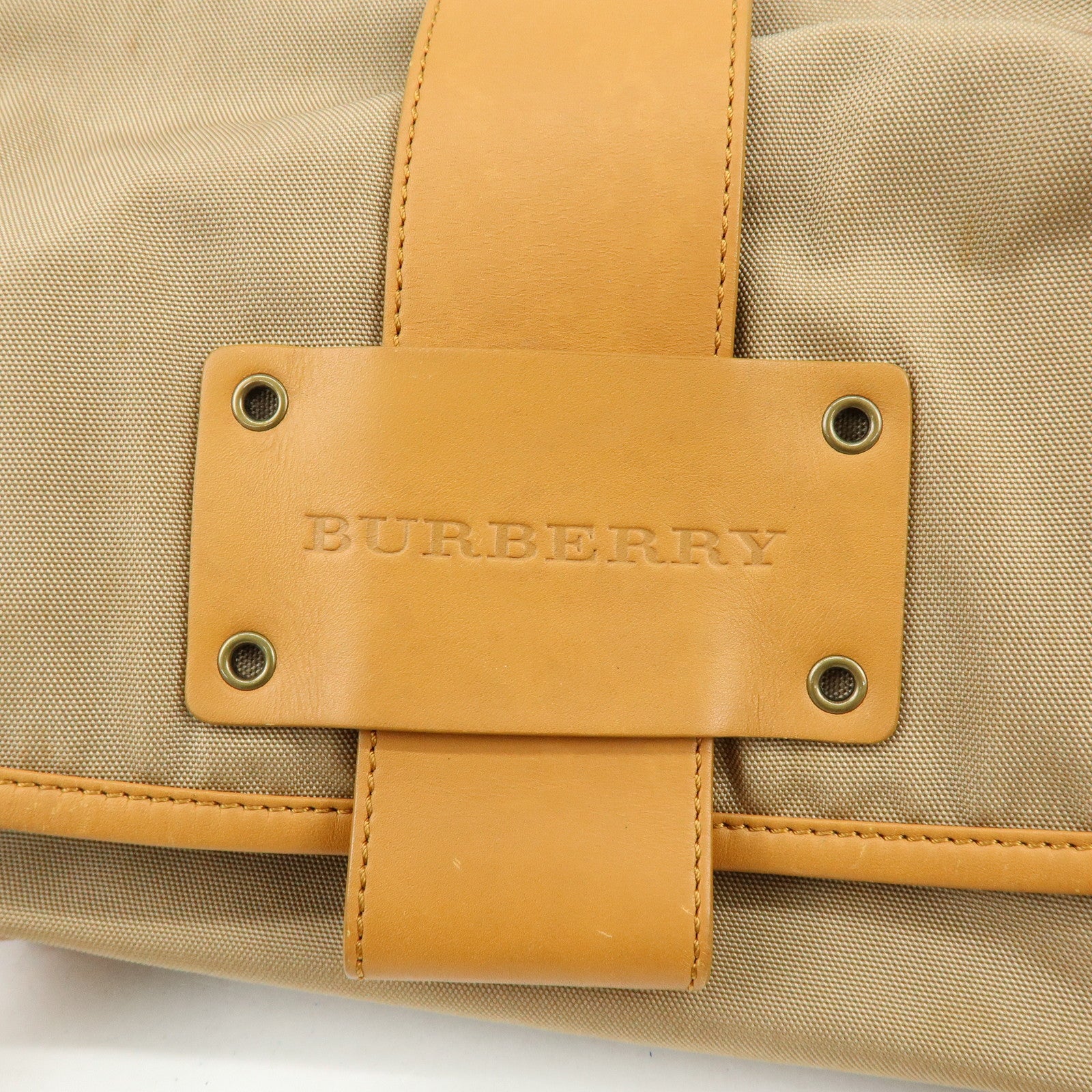 BURBERRY Canvas Leather Shoulder Bag Beige Light Brown