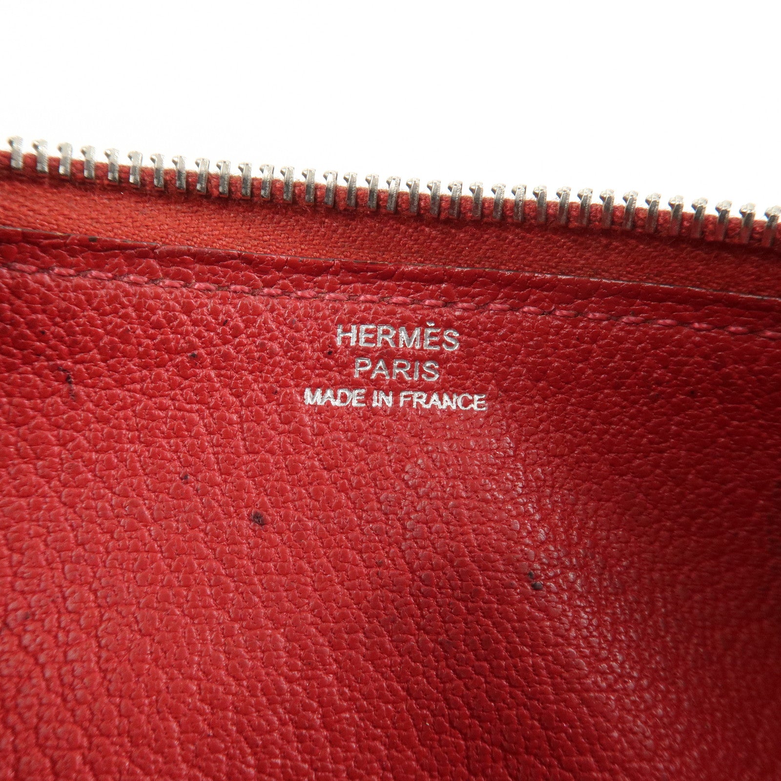HERMES Piccolo Chevre Leather Pen Case Red
