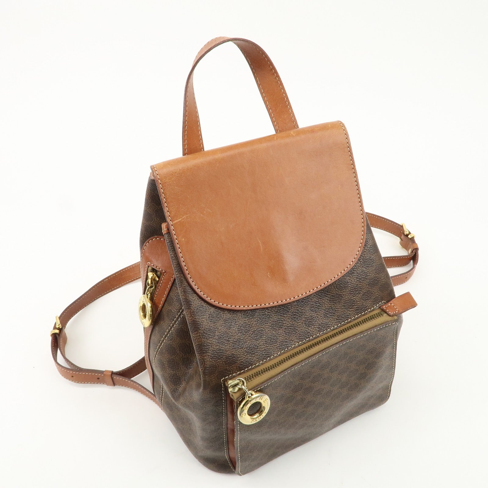 CELINE Macadam PVC Leather Backpack Rucksack Brown