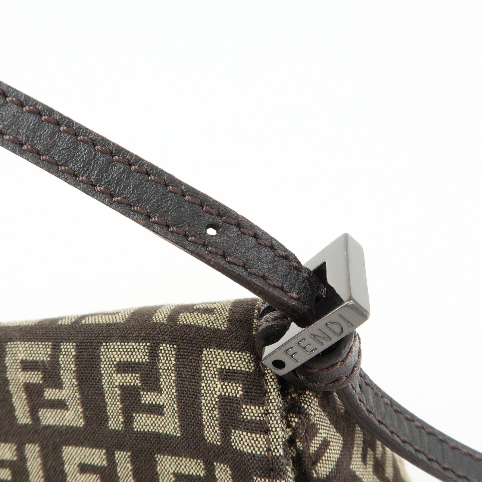 FENDI Mini Mamma Baguette Zucchino Canvas Shoulder Bag 8BR180