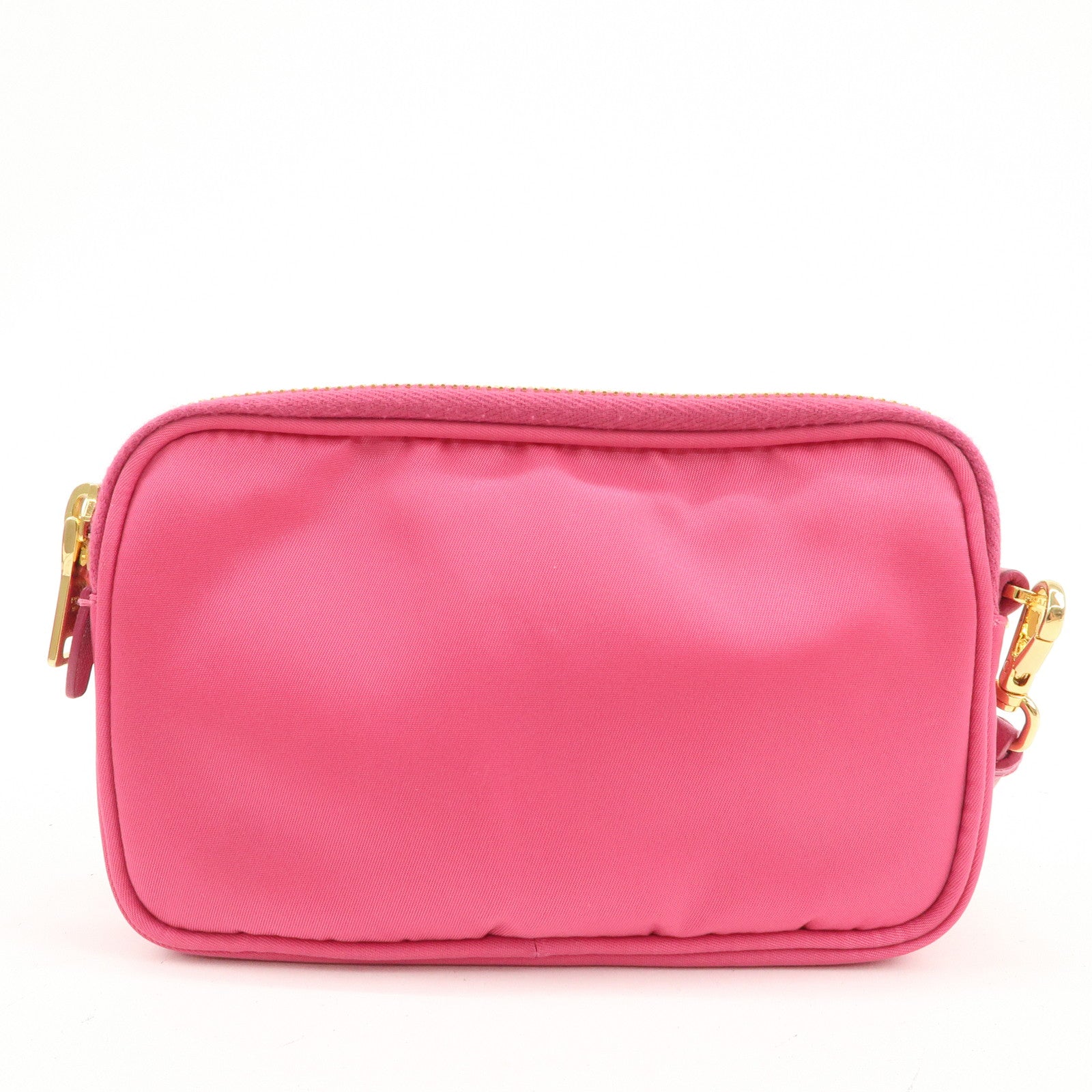 PRADA Triangle Logo Nylon Saffiano Leather Shoulder Bag Pink
