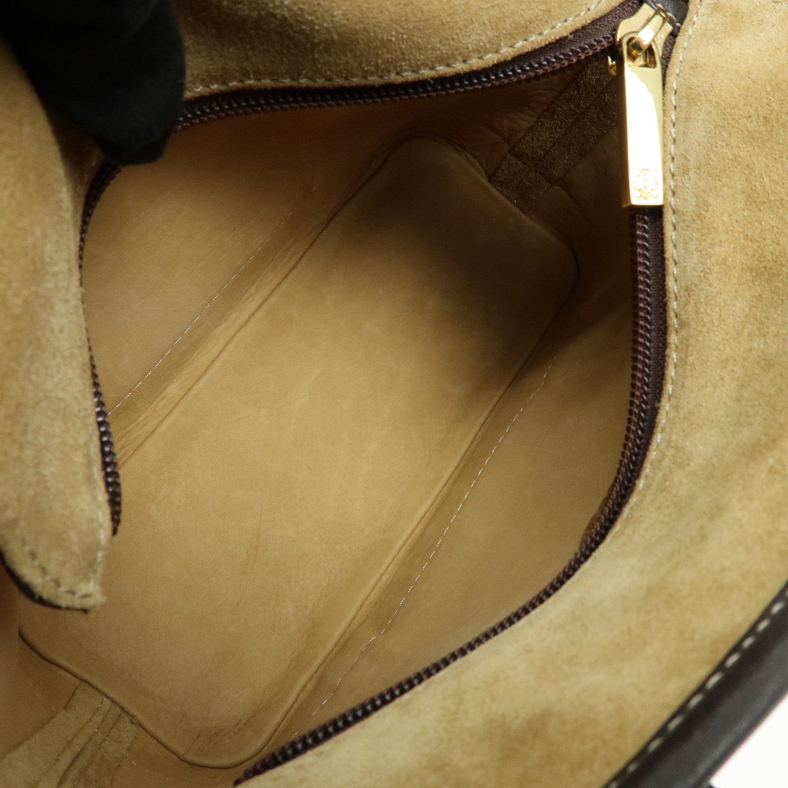 LOEWE Anagram Suede Calf Leather Hand Bag Tote Bag Brown