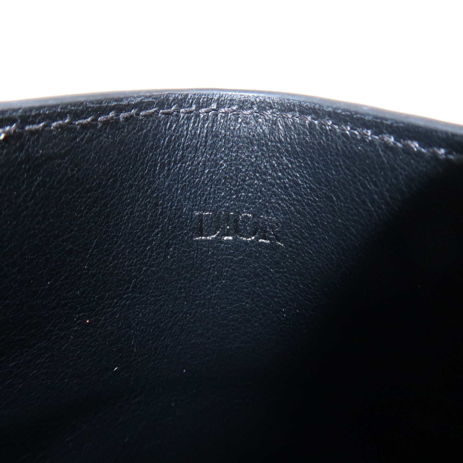 Christian Dior Trotter Jacguard Canvas Leather Card Case Navy