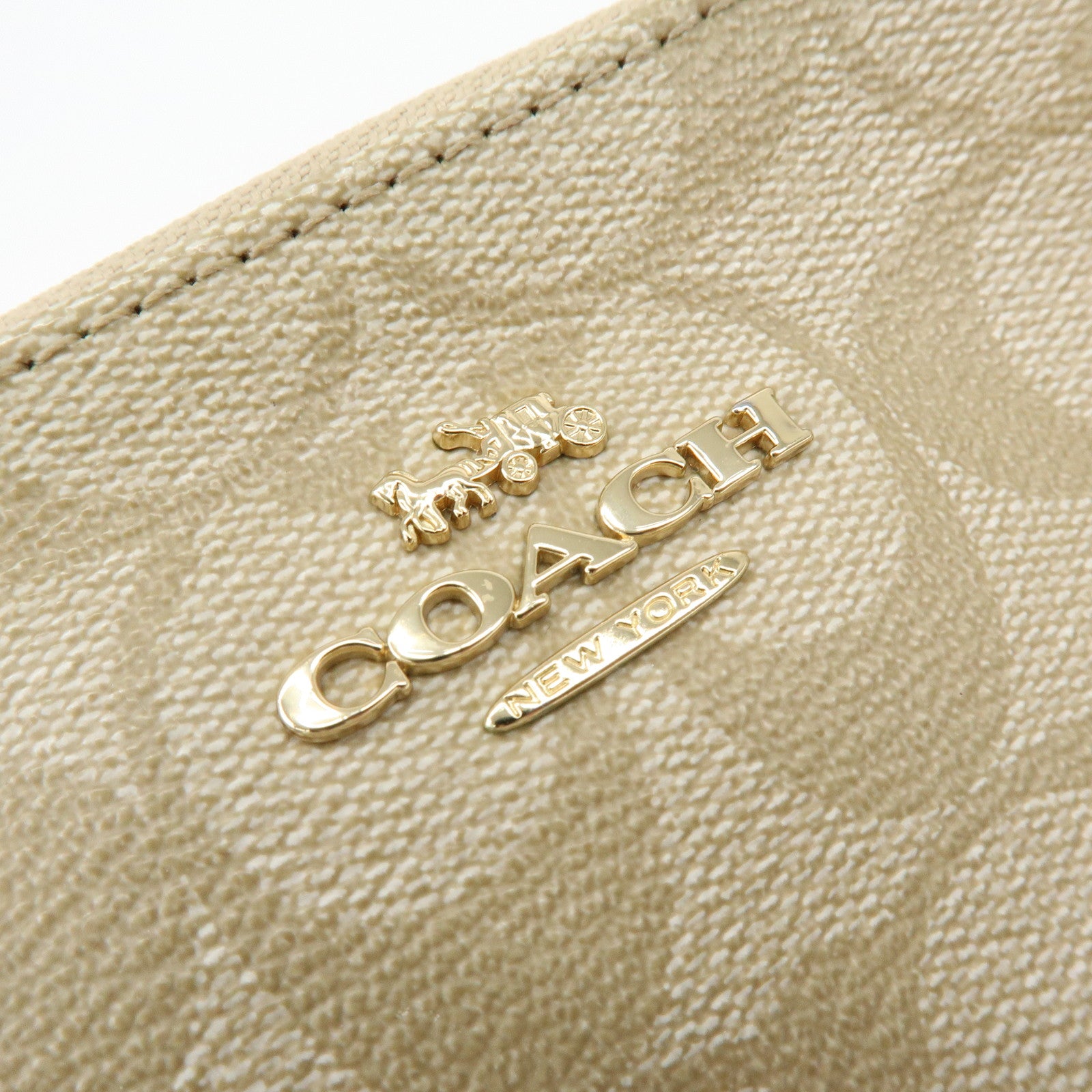 COACH Signature PVC Leather Shoulder Crossbody Bag Beige White