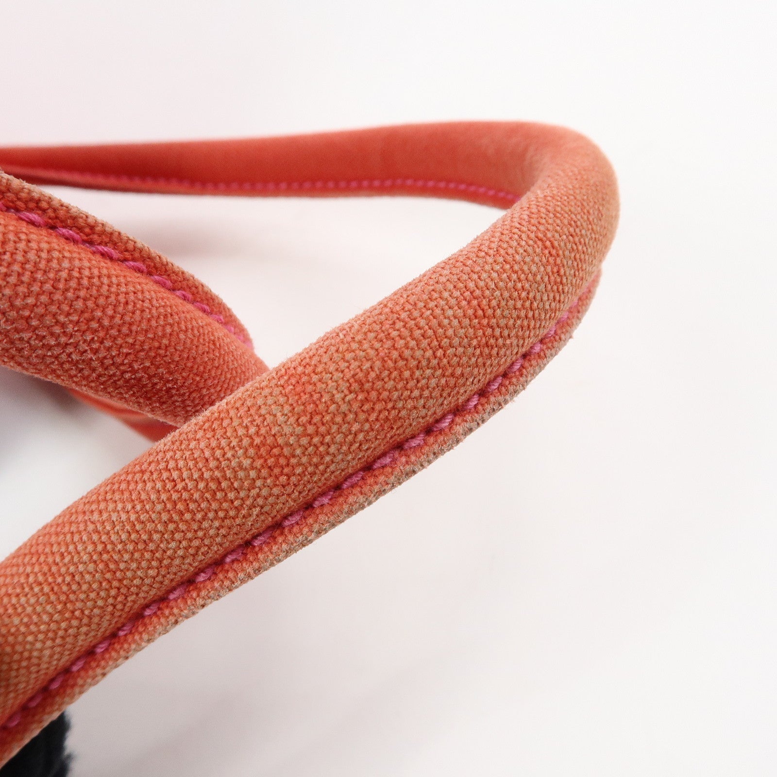 HERMES Sac Baguette GM Canvas Tote Bag Hand Bag Pink Red