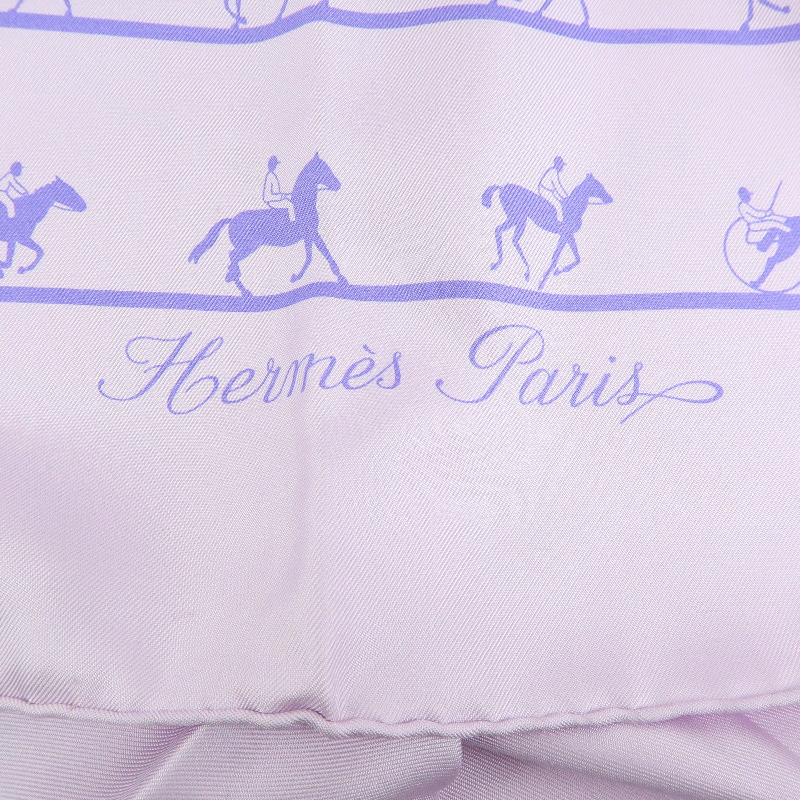 HERMES Carre 90 Silk 100% Saut Galop Canter Rack Scarf Light Purple