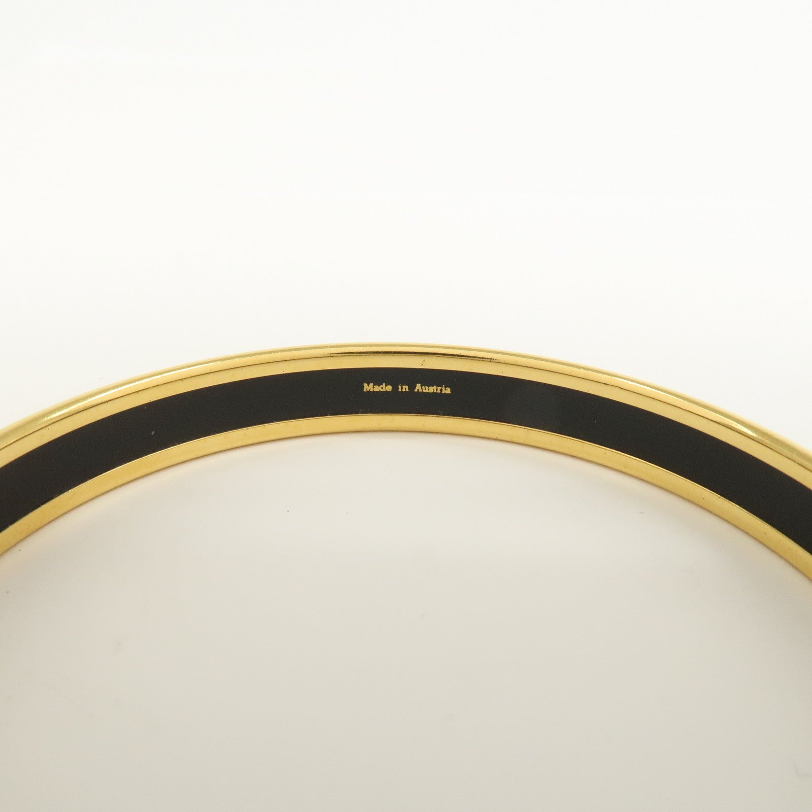HERMES Email PM Gold Plated Bracelet Bangle Black