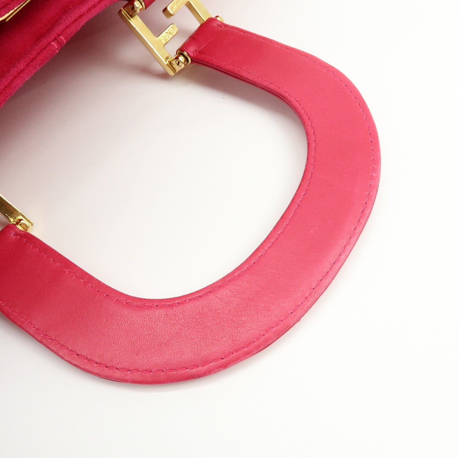 FENDI Logo Suede Leather Hand Bag Tote Bag Pink 2308・26693・609