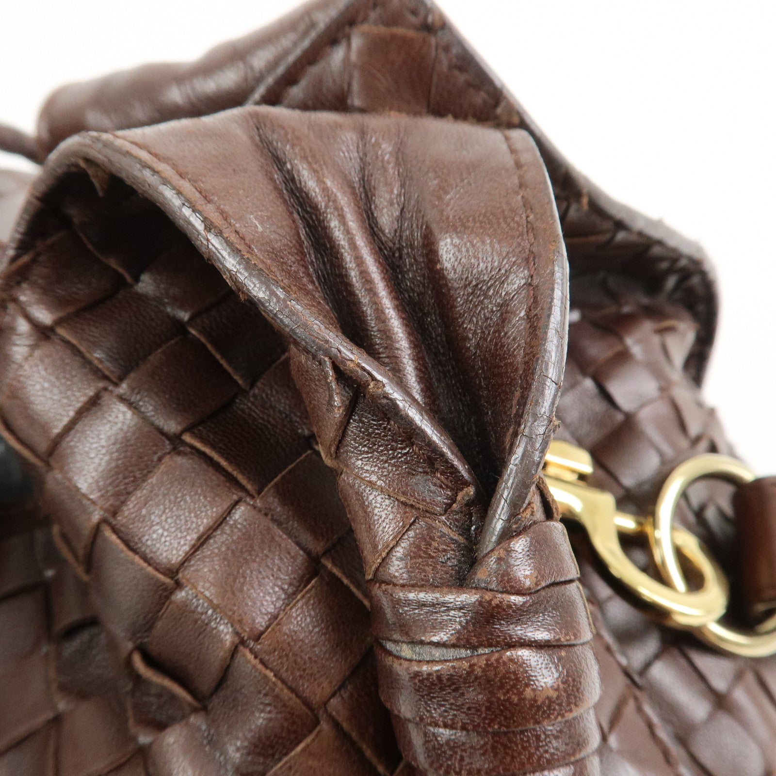 BOTTEGA VENETA Intrecciato Leather Hand Bag Brown