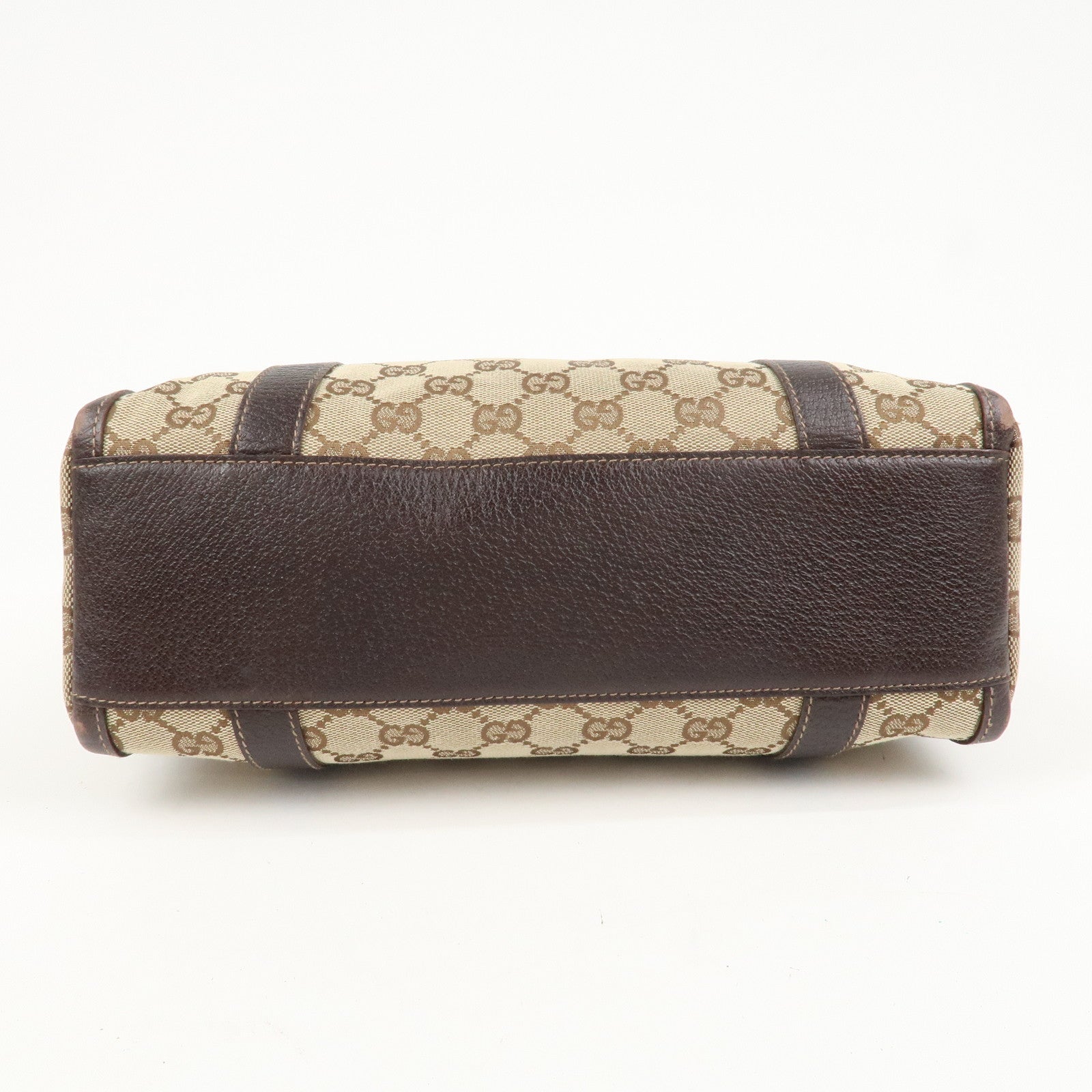 GUCCI Abbey GG Canvas Leather Mini Boston Bag Brown Beige 130942