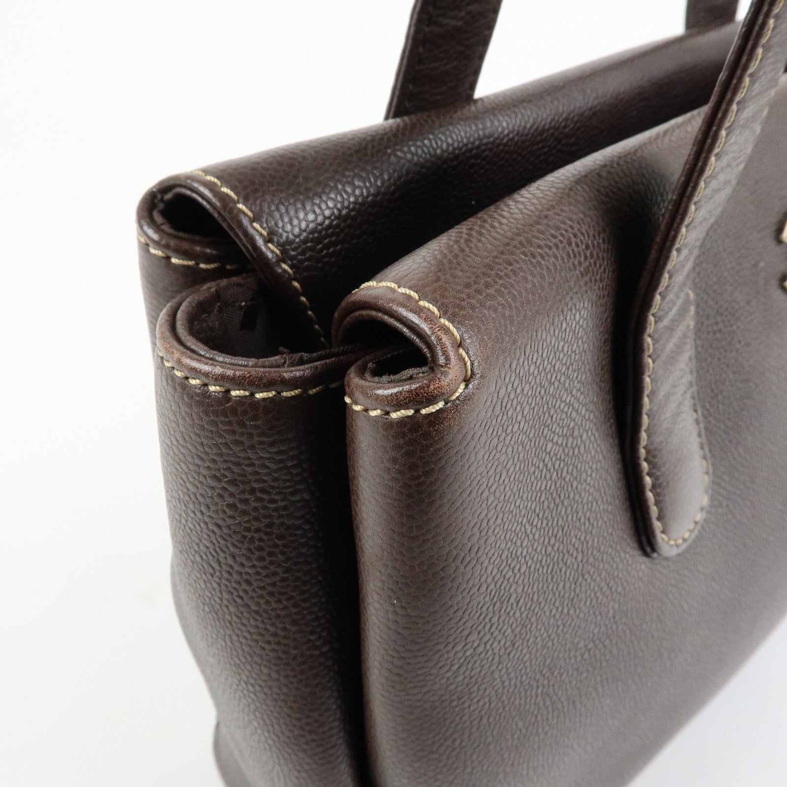 CHANEL COCO Mark Caviarskin Tote Bag Hand Bag Shoulder Bag Brown