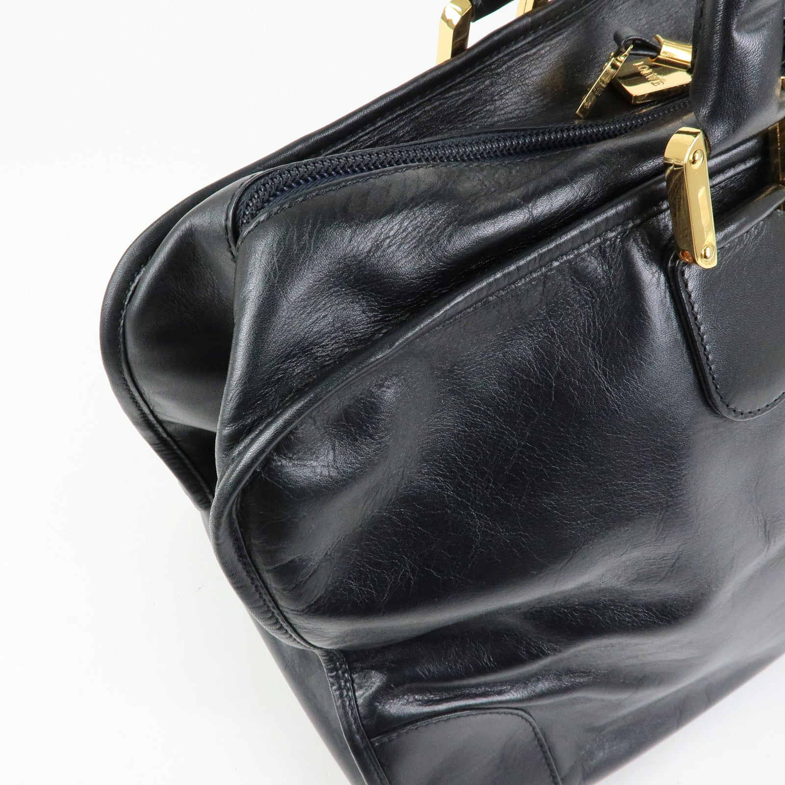 LOEWE Anagram Amazona 50 Leather Hand Bag Boston Bag Black